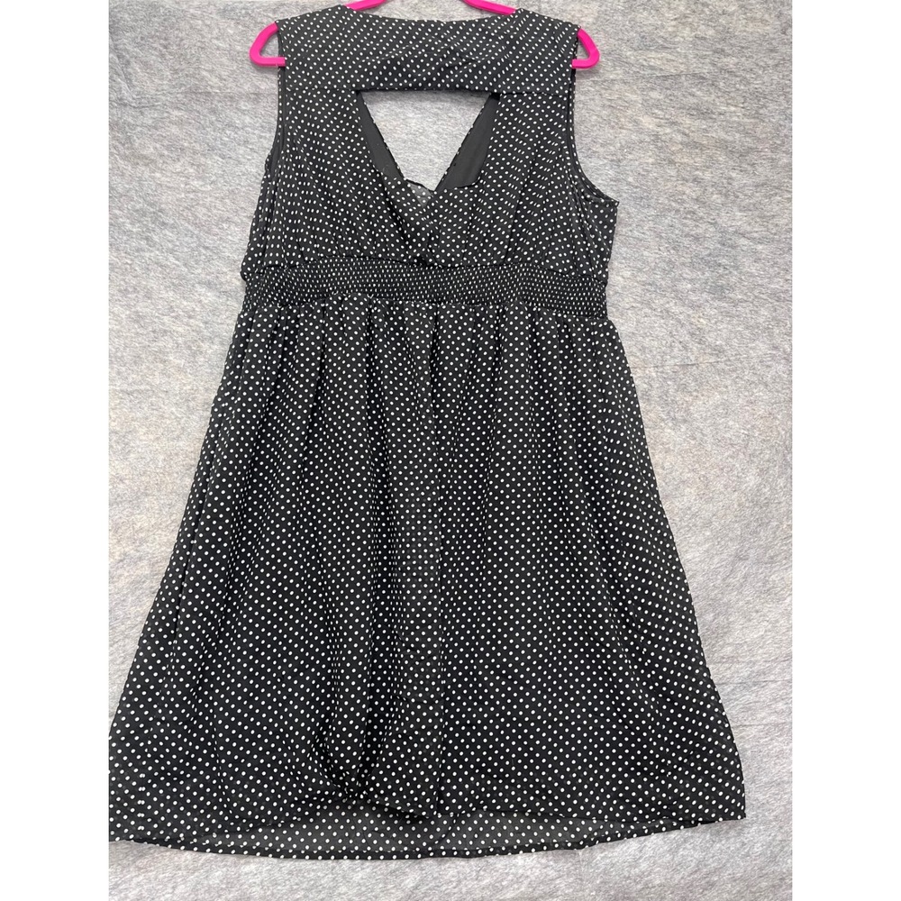 Torrid Black White Polka Dot Smocked Waist Cutout Back Dress 10012150 1X - Picture 3 of 13